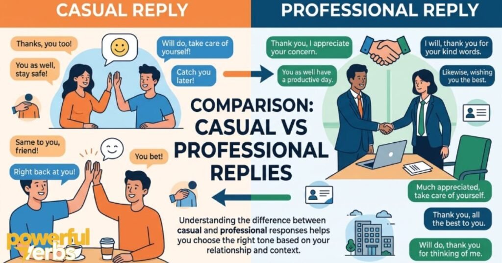 Comparison Casual vs Professional Replies