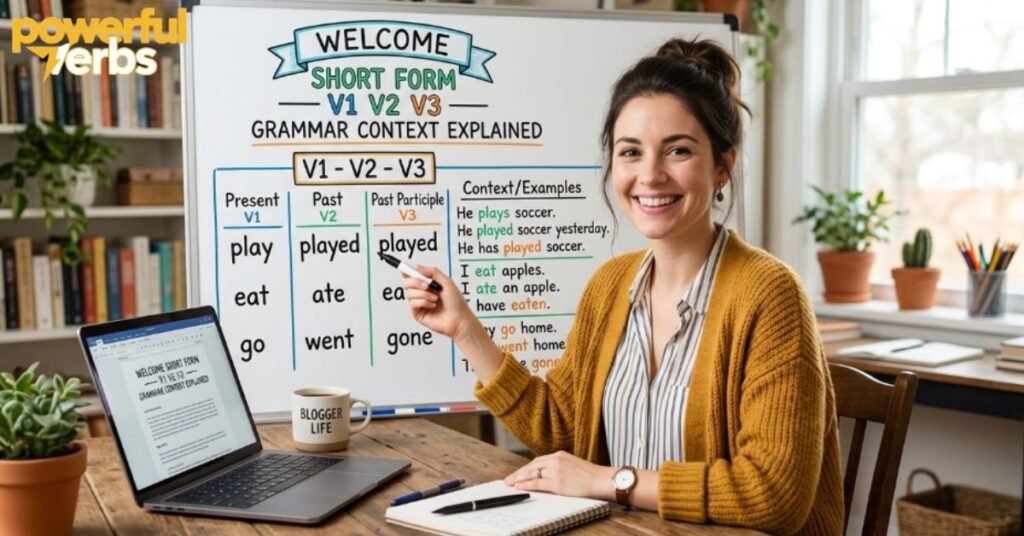 Welcome Short Form V1 V2 V3 — Grammar Context Explained