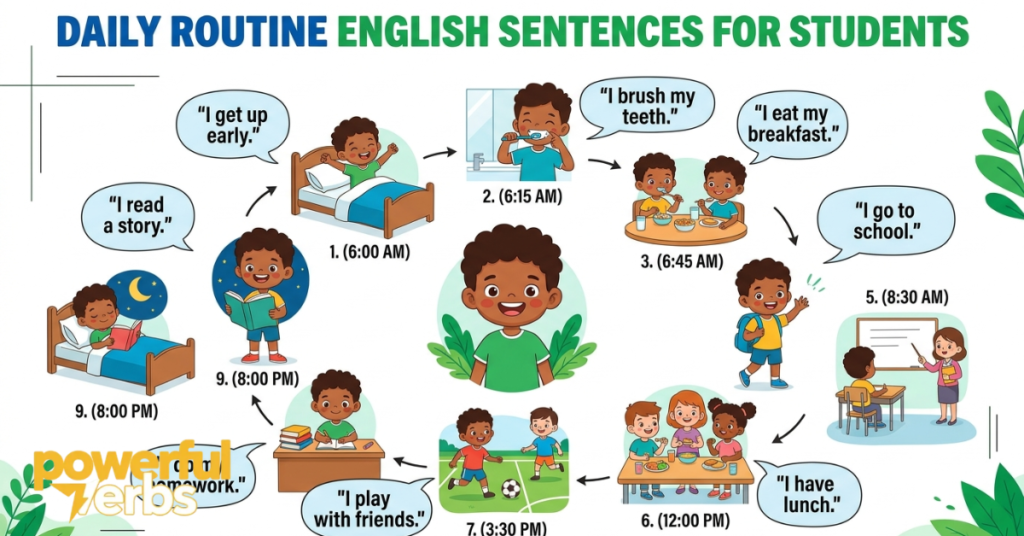 Daily Routine English Sentences for Students