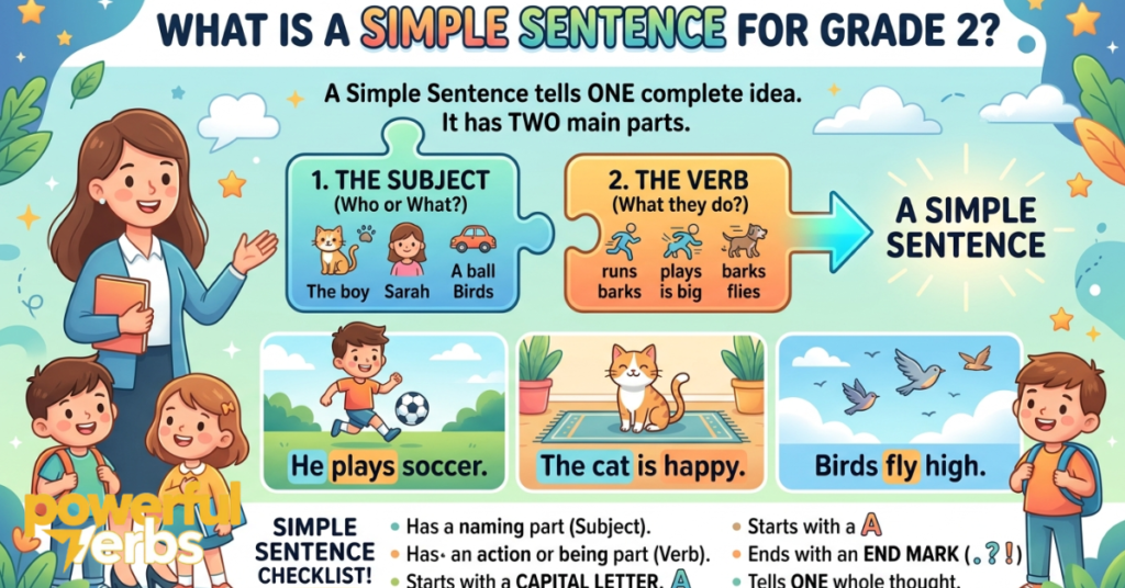 What Is a Simple Sentence for Grade 2?