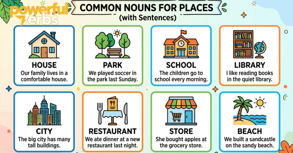 Common Nouns for Places (with Sentences)