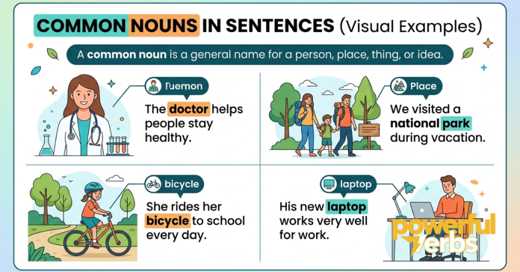 Common Nouns in Sentences (Visual Examples)