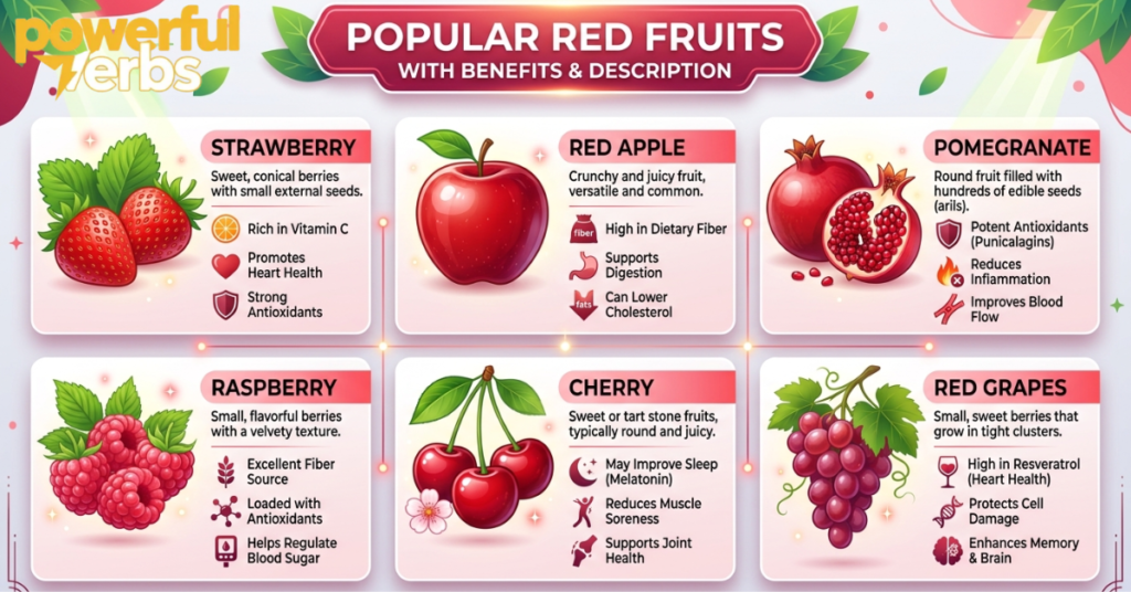 Popular Red Fruits with Benefits and Description