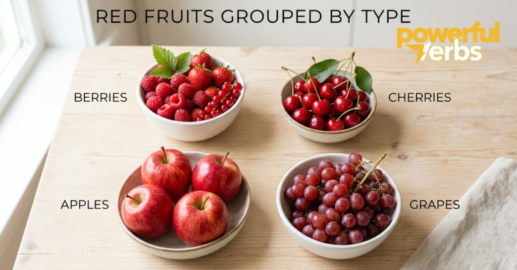 Red Fruits Grouped by Type