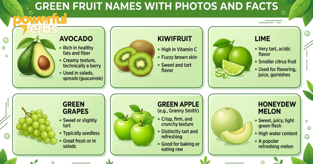 Green Fruit Names with Photos and Facts