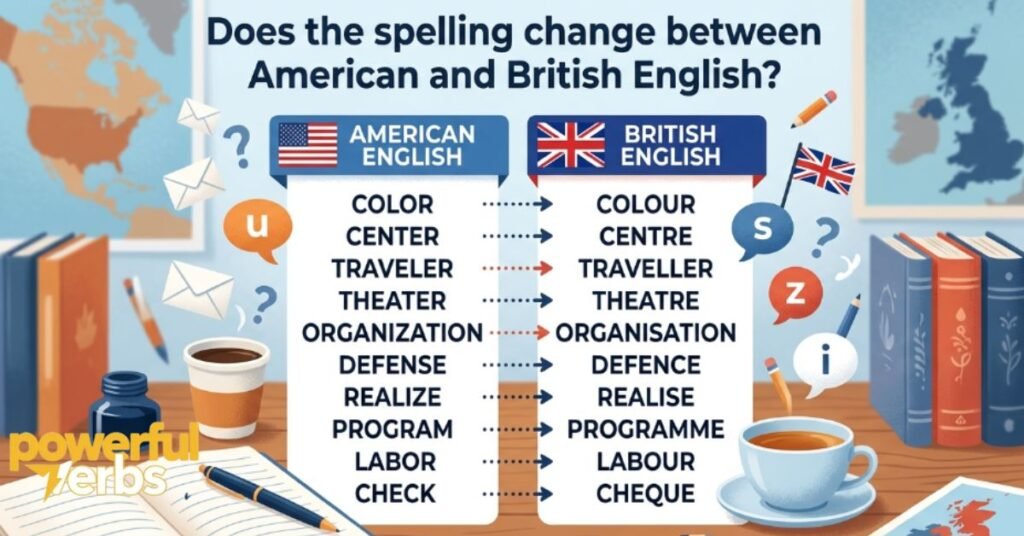 Does the spelling change between American and British English