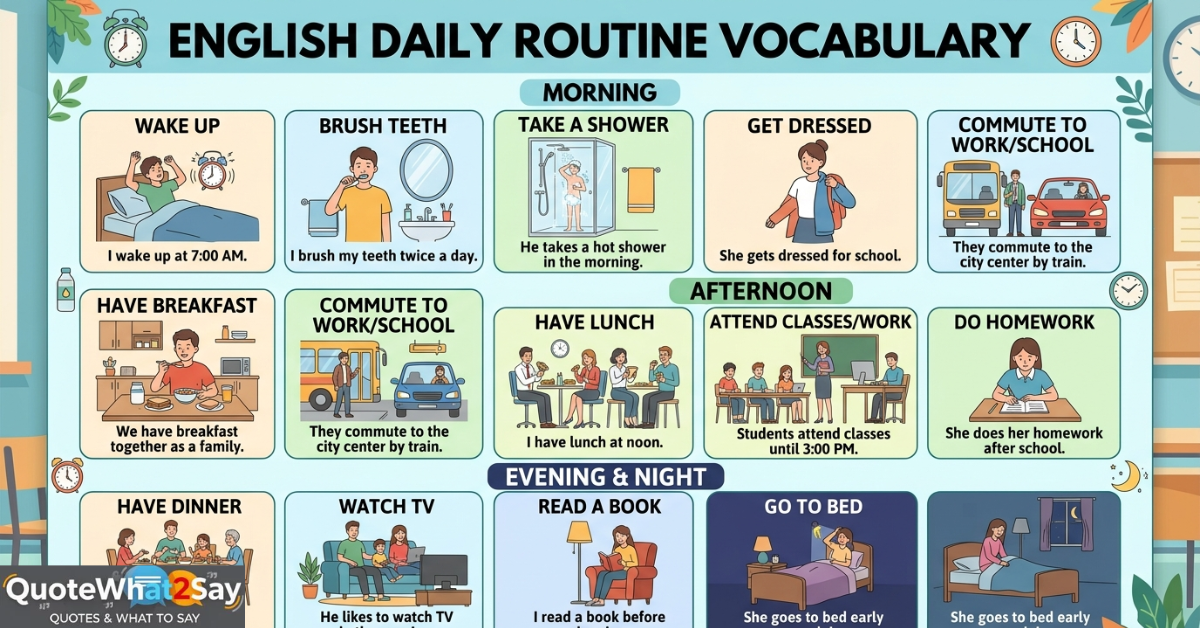 250+ Daily Routine Vocabulary Words in English with Pictures and ...