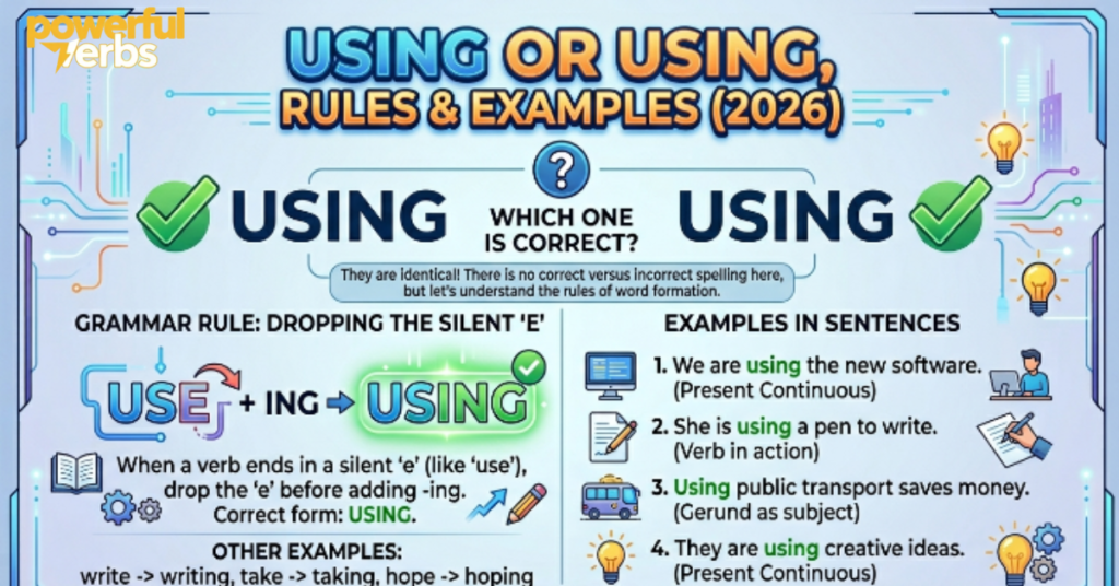 Using or Using: Correct Spelling, Rules & Examples (2026)