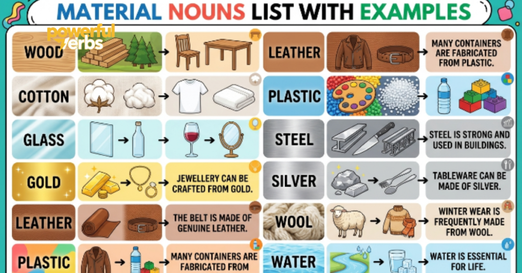 Material Nouns List with Examples