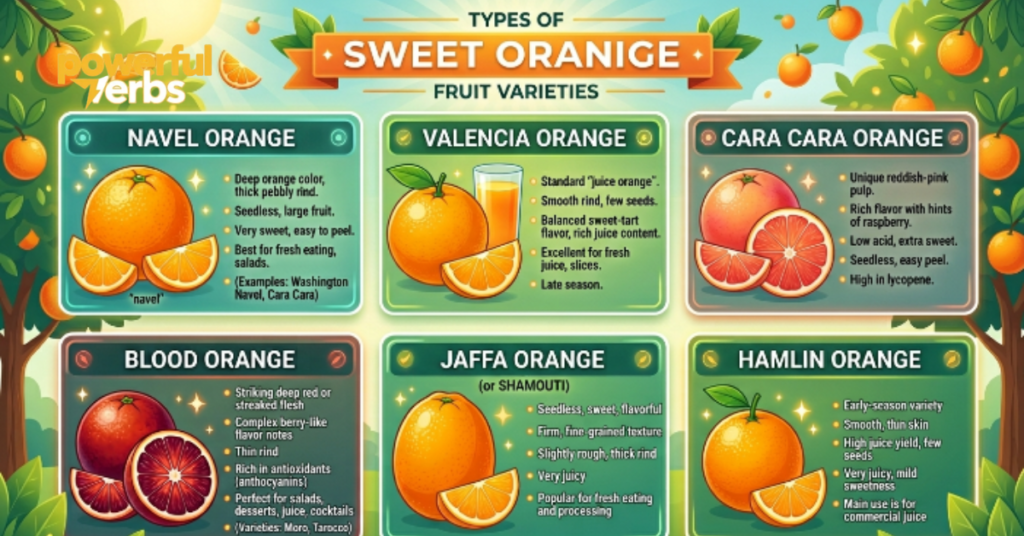 Types of Sweet Orange Fruit Varieties