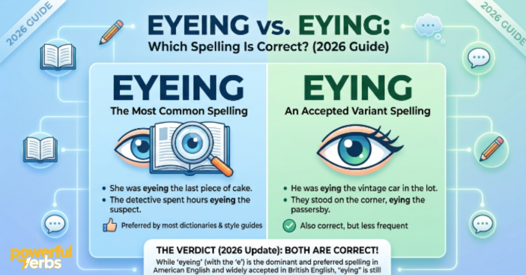Eyeing vs Eying: Which Spelling Is Correct? (2026 Guide)