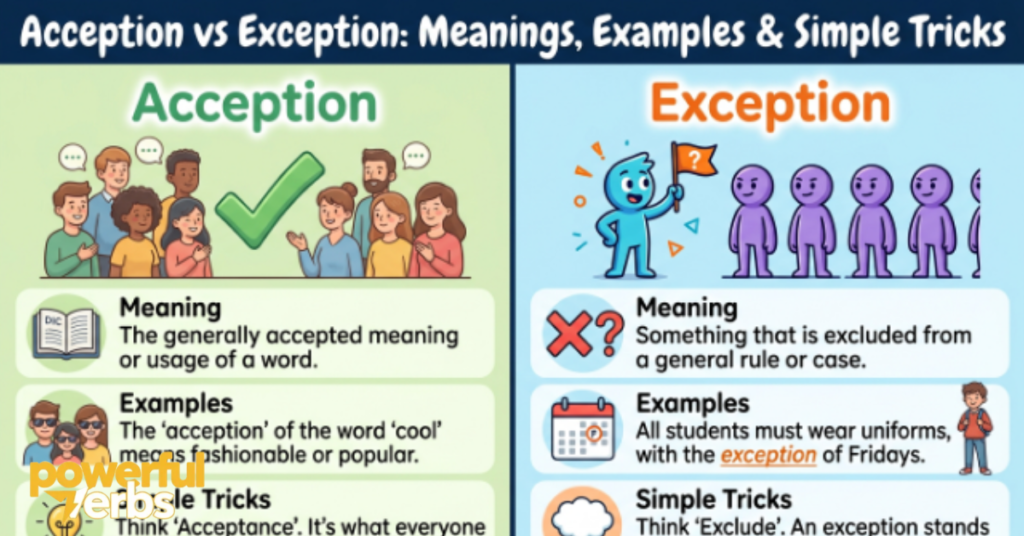 Acception vs Exception: Meanings, Examples & Simple Tricks